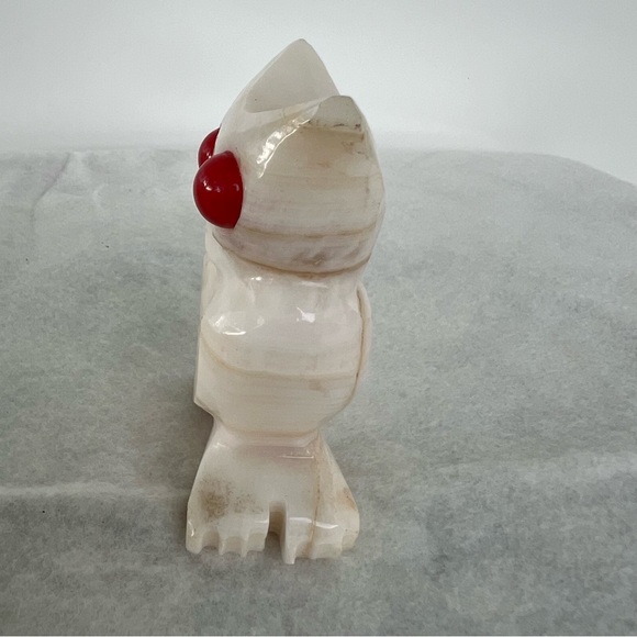 Vintage owl onyx, paperweight collectible figurine decoration Carved Marble Owl - Picture 5 of 16